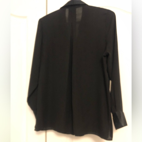 Black button down black shirt, beaded collar, 4 - Picture 4 of 5